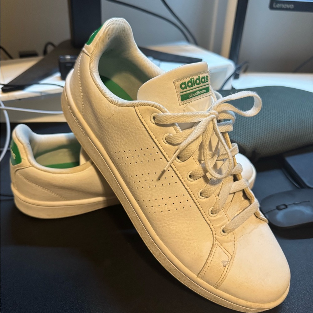 Adidas Classic White and Green Shoes